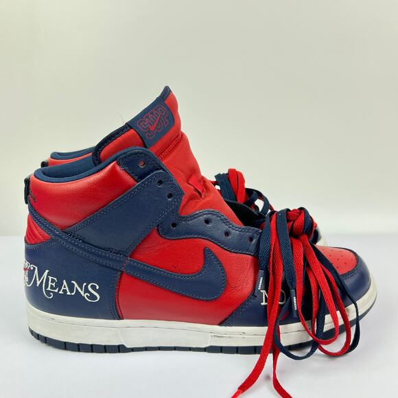 Nike x Supreme Dunk SB High "By Any Means" Red/Navy size 10.5 Style DN3741-600 - Picture 5 of 16